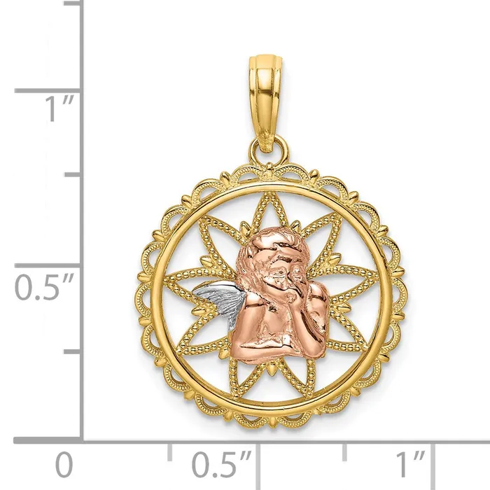 Rings Goldia 14k Twotone Gold wWhite Rhodium Cutout Angel Charm