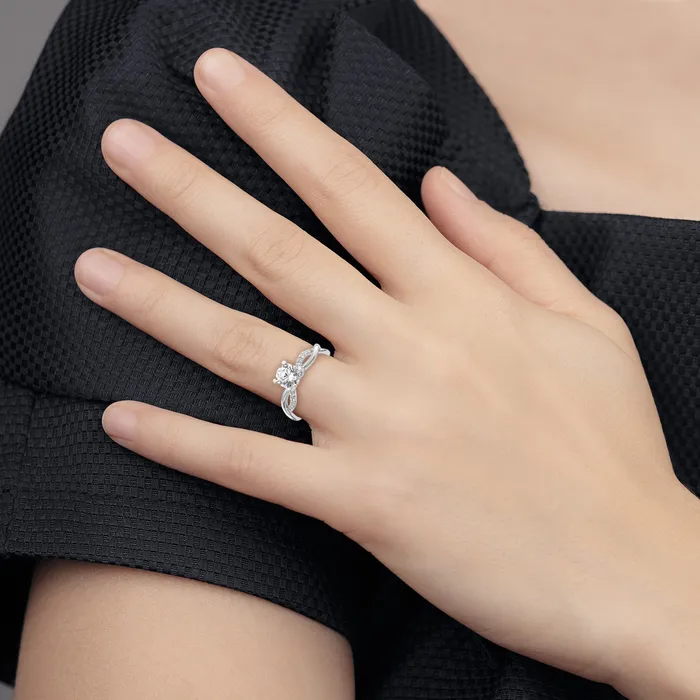 Rings Goldia 14k White Gold 14 Ct Lab Grown Diamond VSSI G 1 Ct Center Round Bypass Engagement Ring