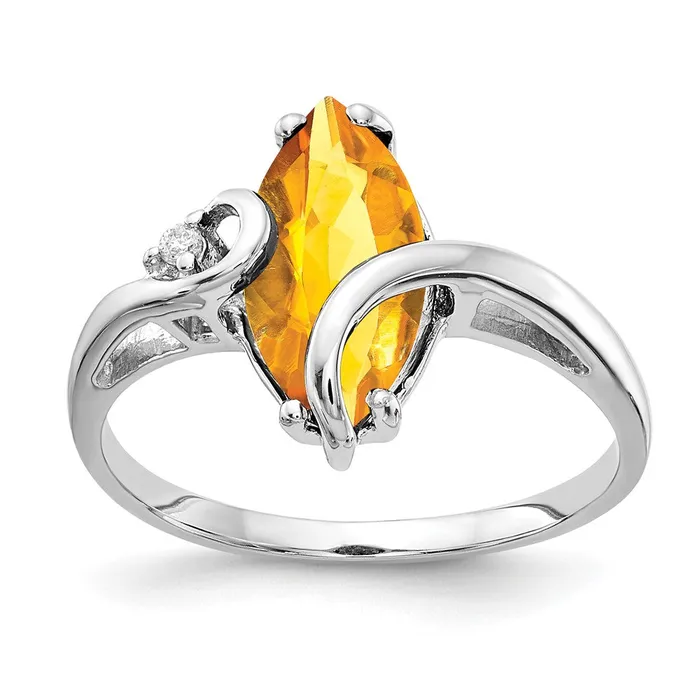 Rings Goldia 14k White Gold 12x6mm Marquise Citrine VS Diamond ring