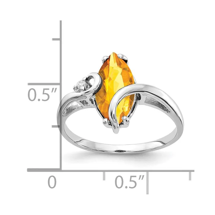 Rings Goldia 14k White Gold 12x6mm Marquise Citrine VS Diamond ring