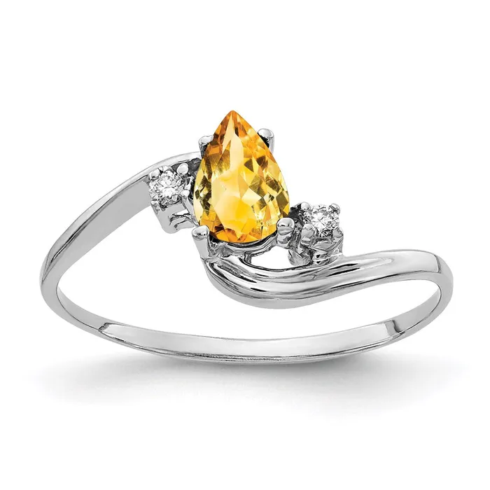 Rings Goldia 14k White Gold 6x4mm Pear Citrine A Real Diamond ring