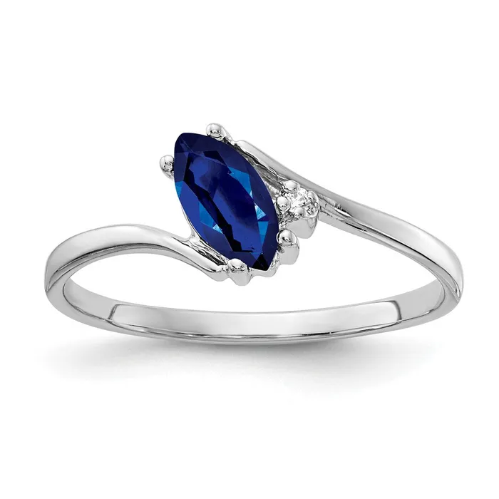 Rings Goldia 14k White Gold 7x35mm Marquise Sapphire AA Diamond ring