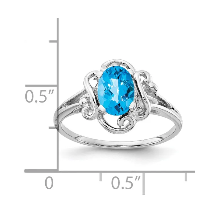 Rings Goldia 14k White Gold 7x5mm Oval Blue Topaz Checker ring