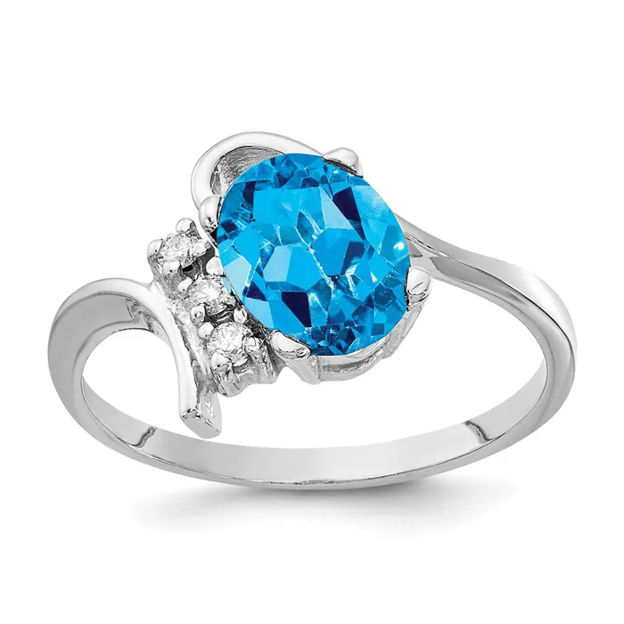 Rings Goldia 14k White Gold 8x6mm Oval Blue Topaz AAA Diamond ring