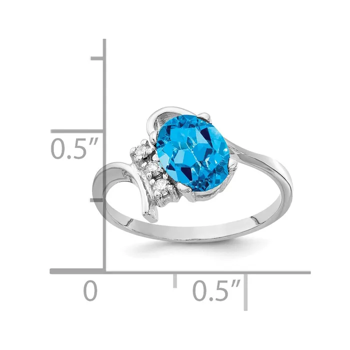 Rings Goldia 14k White Gold 8x6mm Oval Blue Topaz AAA Diamond ring