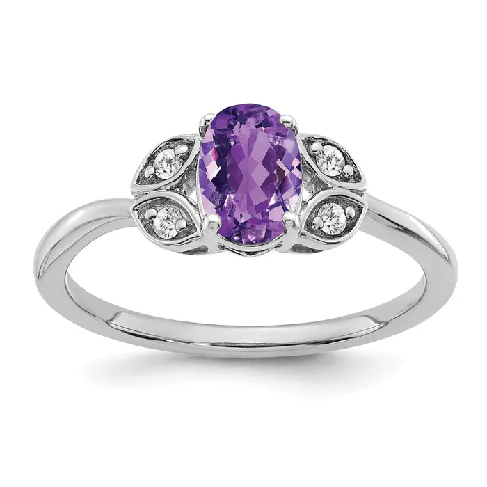 Rings Goldia 14k White Gold Amethyst and Real Diamond Ring