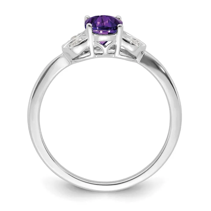 Rings Goldia 14k White Gold Amethyst and Real Diamond Ring