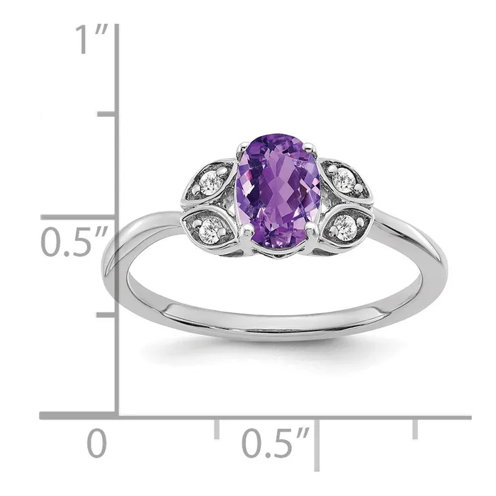 Rings Goldia 14k White Gold Amethyst and Real Diamond Ring