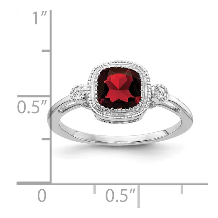 Rings Goldia 14k White Gold Cushion Garnet and Real Diamond Ring