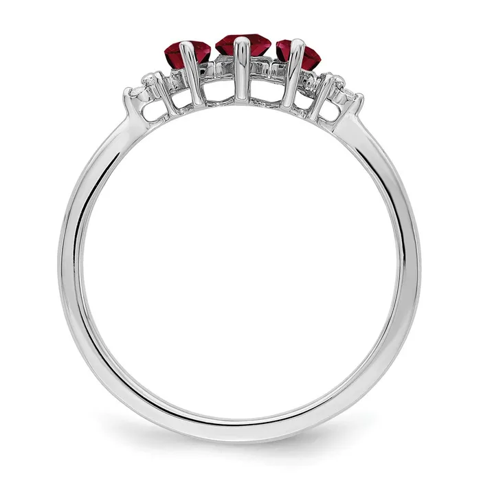 Rings Goldia 14k White Gold Marquise Created Ruby and Real Diamond 3stone Ring