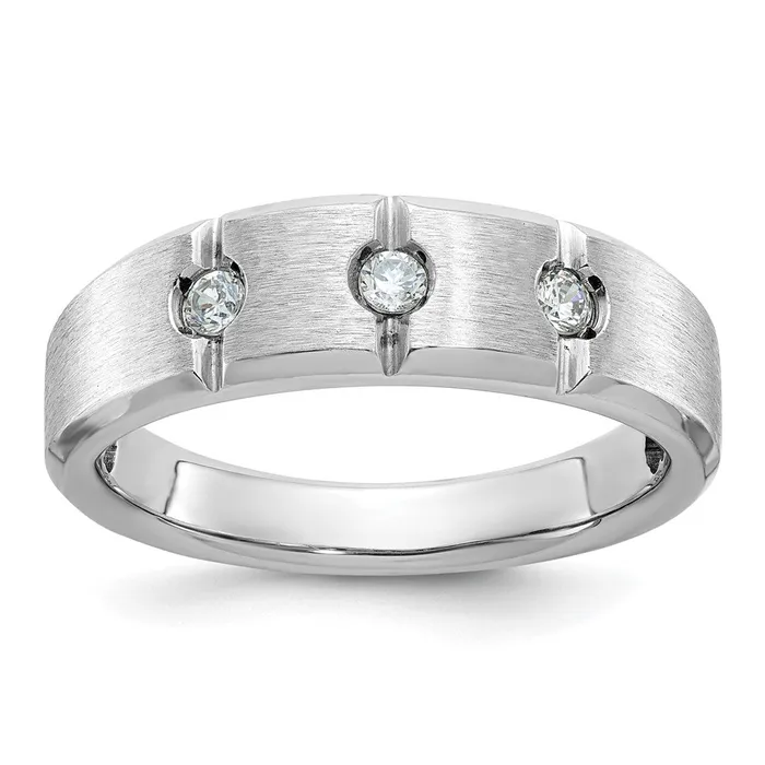 Rings Goldia 14k White Gold Mens Polished and Satin 15 carat Diamond Complete Ring