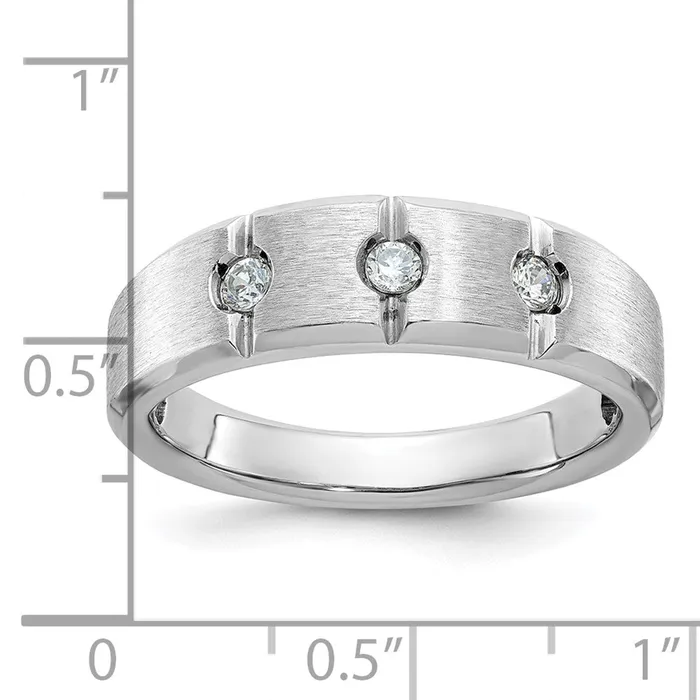 Rings Goldia 14k White Gold Mens Polished and Satin 15 carat Diamond Complete Ring