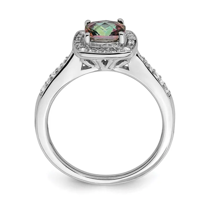 Rings Goldia 14k White Gold Mystic Fire Real Diamond Halo Engagement Ring