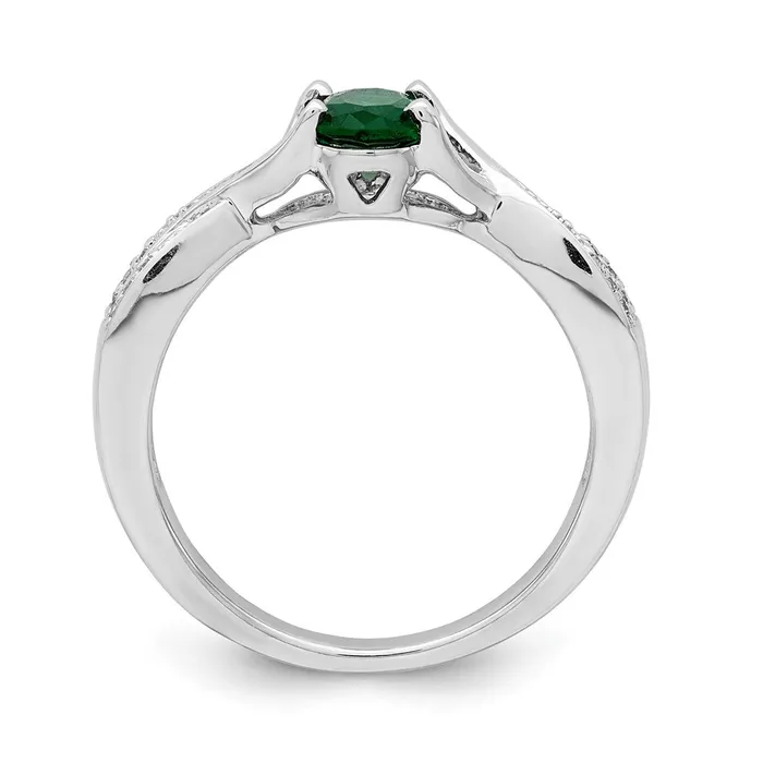 Rings Goldia 14k White Gold Oval Emerald and Real Diamond Ring