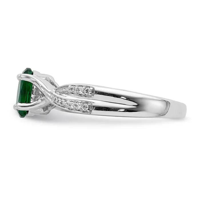 Rings Goldia 14k White Gold Oval Emerald and Real Diamond Ring