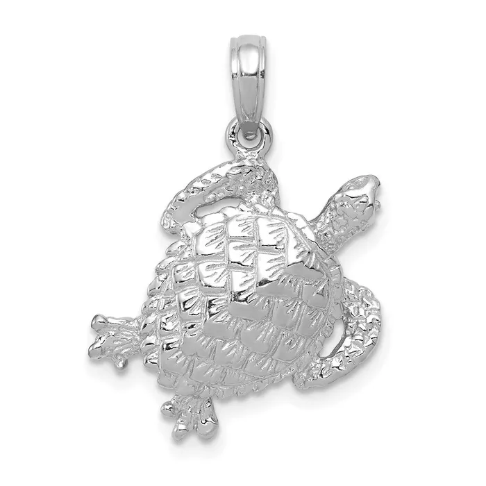Rings Goldia 14k White Gold Solid Polished OpenBacked Turtle Pendant