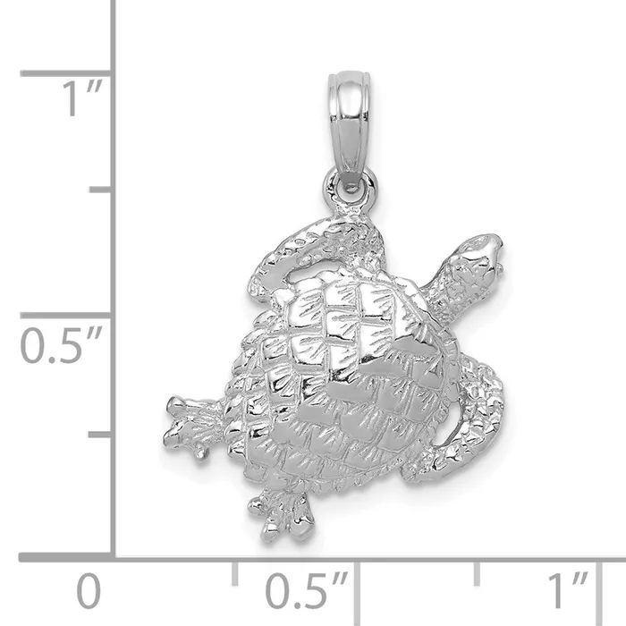 Rings Goldia 14k White Gold Solid Polished OpenBacked Turtle Pendant
