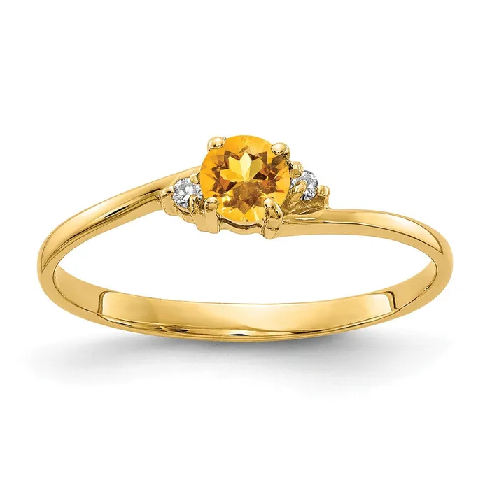 Rings Goldia 14k Yellow Gold 4mm Citrine VS Diamond ring