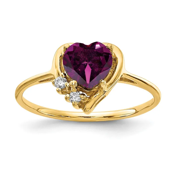 Rings Goldia 14k Yellow Gold 6mm Heart Rhodolite Garnet A Diamond ring