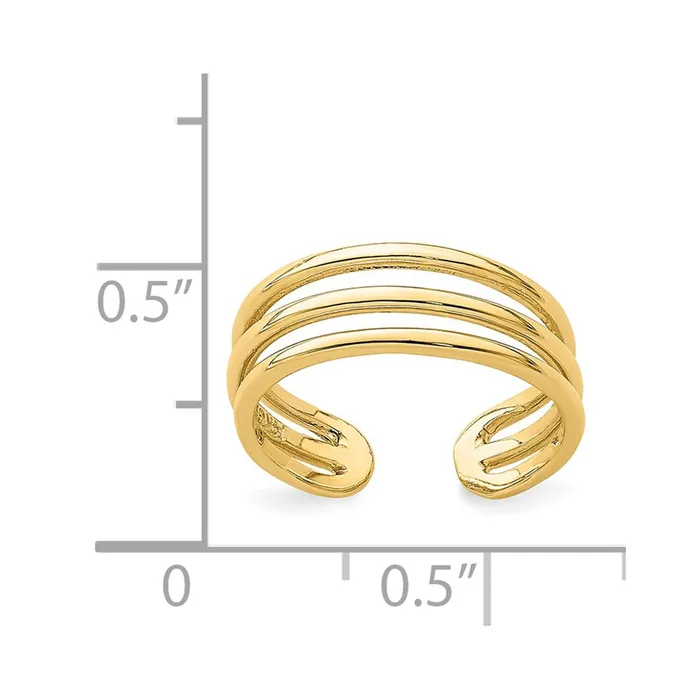 Rings Goldia 14k Yellow Gold Polished 3 Row Toe Ring