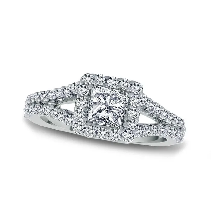 Rings Goldia 20 CT TW PrincessCut Natural Diamond Frame Bridal Engagement Ring Set in Solid 14K White Gold