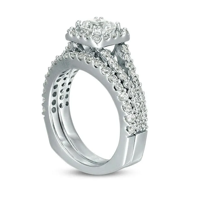 Rings Goldia 20 CT TW PrincessCut Natural Diamond Frame Bridal Engagement Ring Set in Solid 14K White Gold