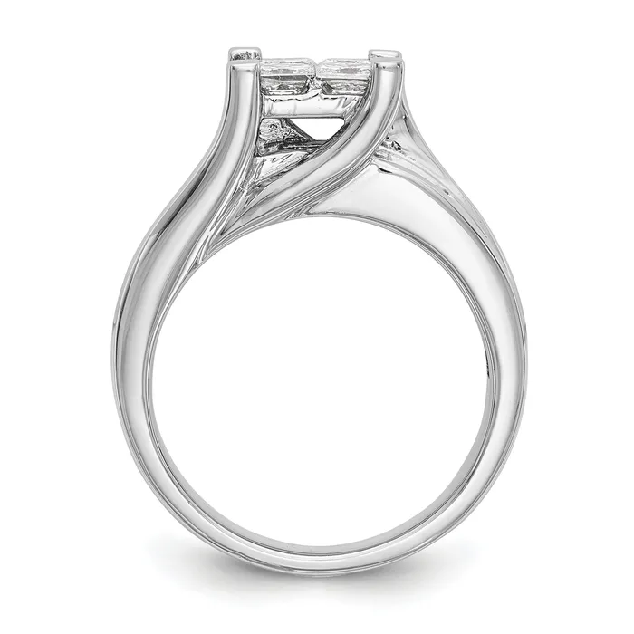 Rings Goldia 200ct CZ Solid Real 14K White Gold Complete Cluster Engagement Ring