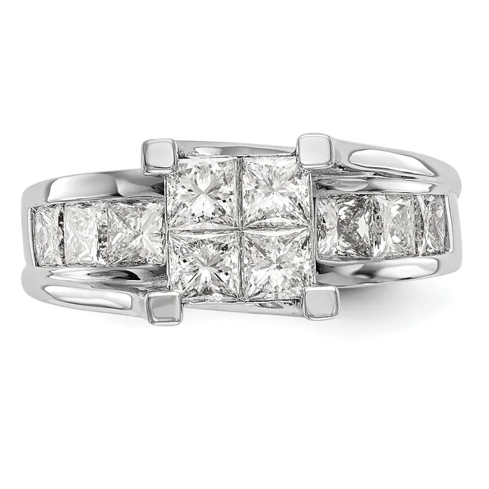 Rings Goldia 200ct CZ Solid Real 14K White Gold Complete Cluster Engagement Ring