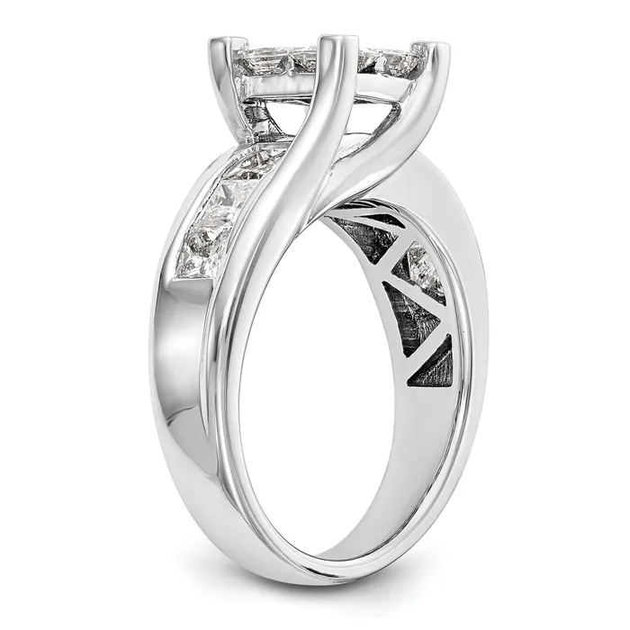 Rings Goldia 200ct CZ Solid Real 14K White Gold Complete Cluster Engagement Ring