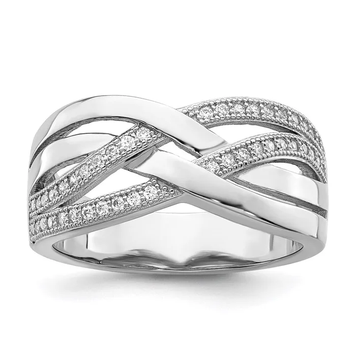 Rings Goldia Brilliant Embers Sterling Silver Rhodiumplated 44 Stone Micro Pav CZ Polished Ring