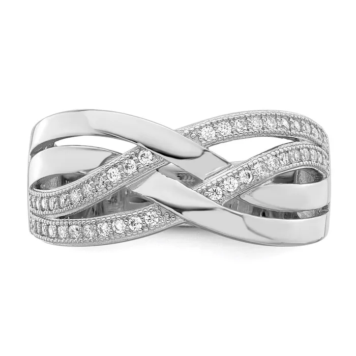 Rings Goldia Brilliant Embers Sterling Silver Rhodiumplated 44 Stone Micro Pav CZ Polished Ring