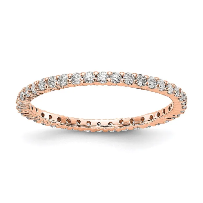 Rings Goldiacom 12ct Natural Diamond Wedding Ring Womens Stackable Eternity Band 14k Rose Gold