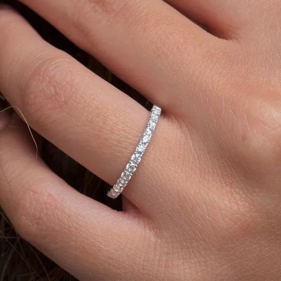 Rings Goldiacom 12ct Natural Diamond Wedding Ring Womens Stackable Eternity Band 14k Rose Gold