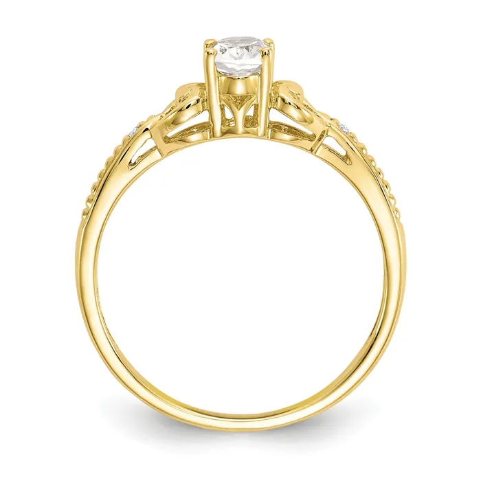 Rings Goldiacom 10K Yellow Gold White Topaz Diamond Ring