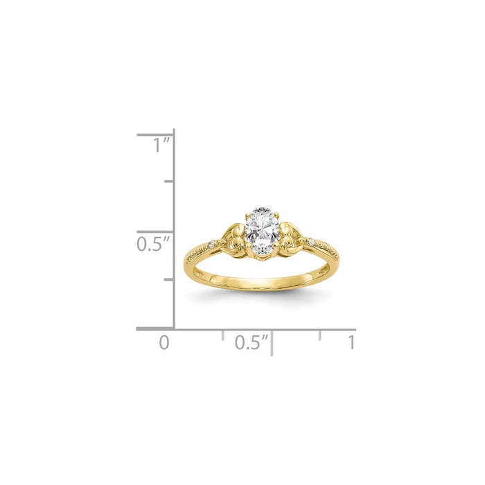 Rings Goldiacom 10K Yellow Gold White Topaz Diamond Ring