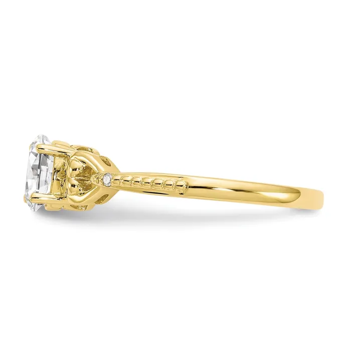 Rings Goldiacom 10K Yellow Gold White Topaz Diamond Ring