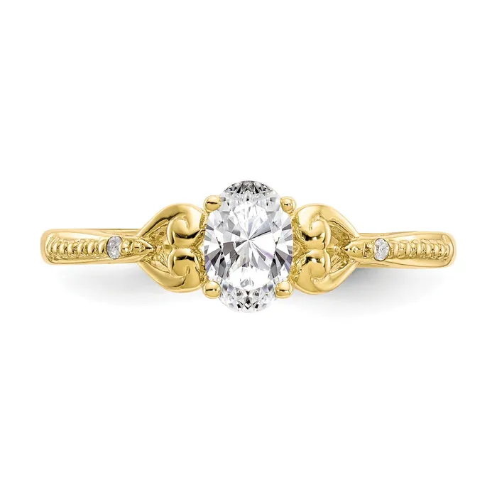 Rings Goldiacom 10K Yellow Gold White Topaz Diamond Ring