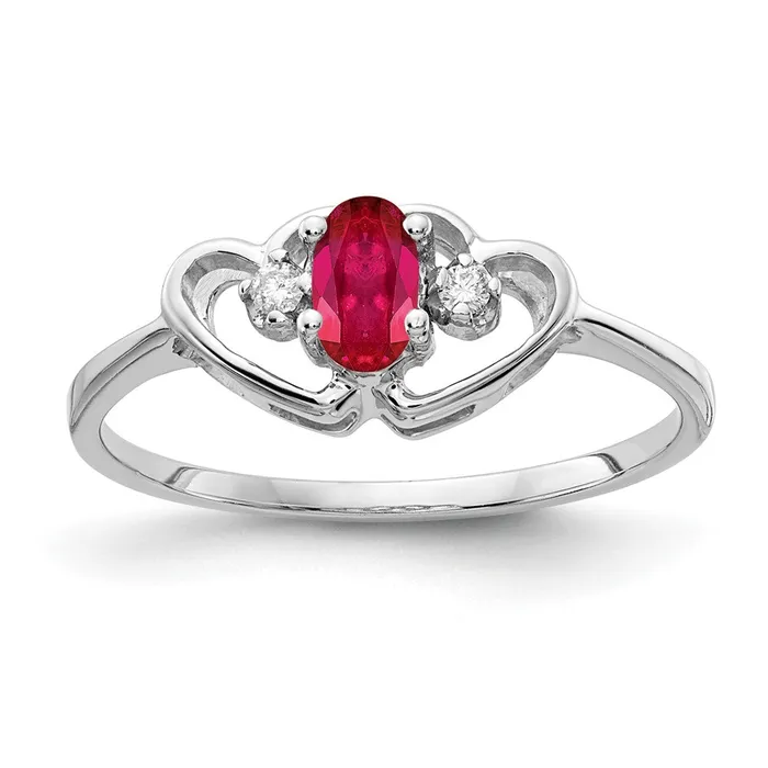 Rings Goldiacom 14k White Gold 5x3mm Oval Ruby AAA Real Diamond ring