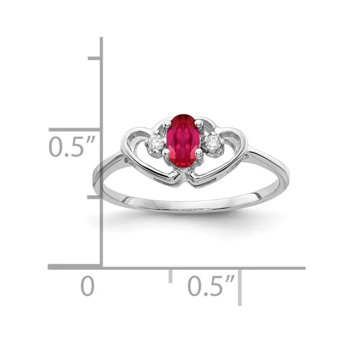 Rings Goldiacom 14k White Gold 5x3mm Oval Ruby AAA Real Diamond ring