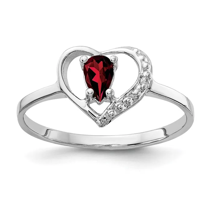 Rings Goldiacom 14k White Gold 5x3mm Pear Garnet A Real Diamond ring