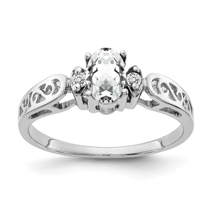 Rings Goldiacom 14k White Gold 6x4mm Oval Cubic Zirconia A Real Diamond ring
