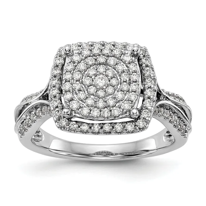 Rings Goldiacom 14K White Gold Complete Diamond Cluster Engagement Ring