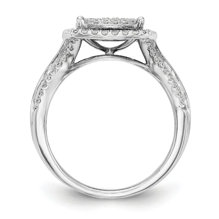 Rings Goldiacom 14K White Gold Complete Diamond Cluster Engagement Ring
