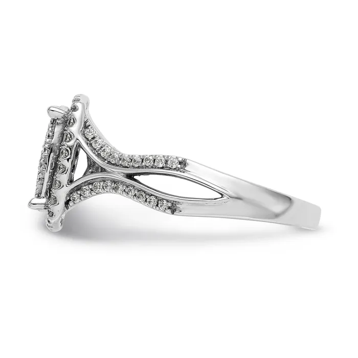 Rings Goldiacom 14K White Gold Complete Diamond Cluster Engagement Ring