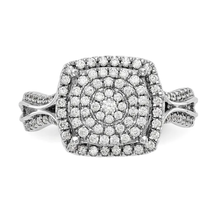 Rings Goldiacom 14K White Gold Complete Diamond Cluster Engagement Ring