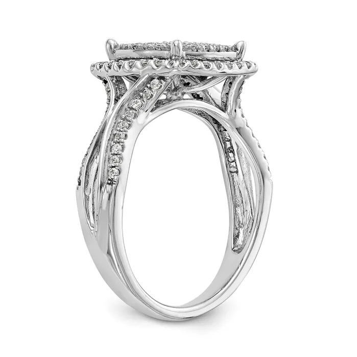 Rings Goldiacom 14K White Gold Complete Diamond Cluster Engagement Ring