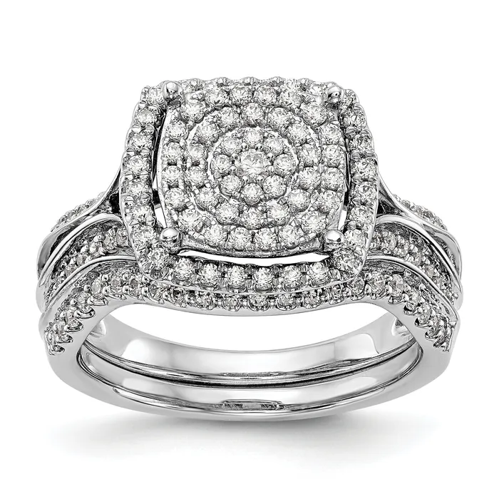 Rings Goldiacom 14K White Gold Complete Diamond Cluster Engagement Ring