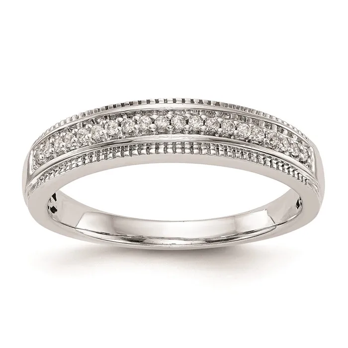 Rings Goldiacom 14K White Gold Complete Real Diamond Trio Ladies Wedding Band