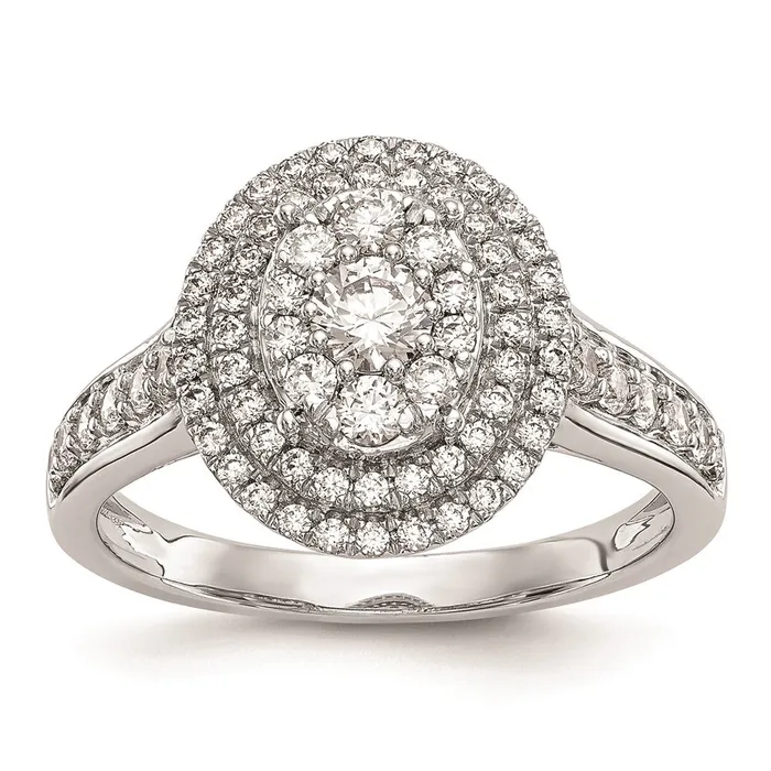Rings Goldiacom 14K White Gold Real Diamond Cluster Wedding Band
