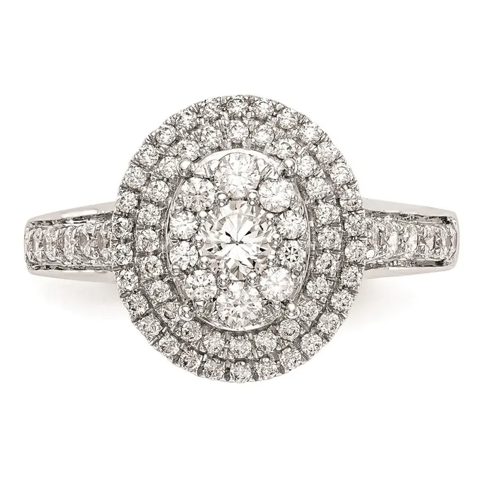 Rings Goldiacom 14K White Gold Real Diamond Cluster Wedding Band